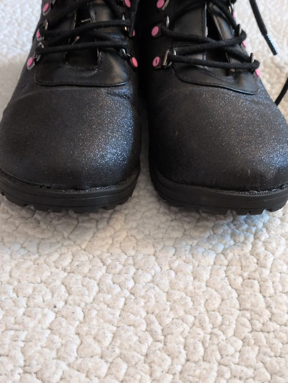 Juicy Couture Lace Up Sparkle Faux Fur Ankle Boots Gorpcore Feminine Whimsigoth